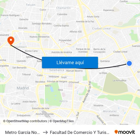 Metro García Noblejas to Facultad De Comercio Y Turismo (Ucm) map
