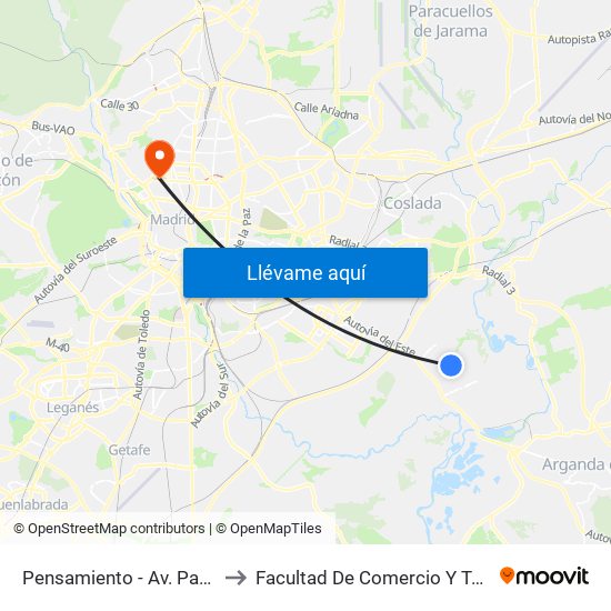 Pensamiento - Av. Pablo Iglesias to Facultad De Comercio Y Turismo (Ucm) map