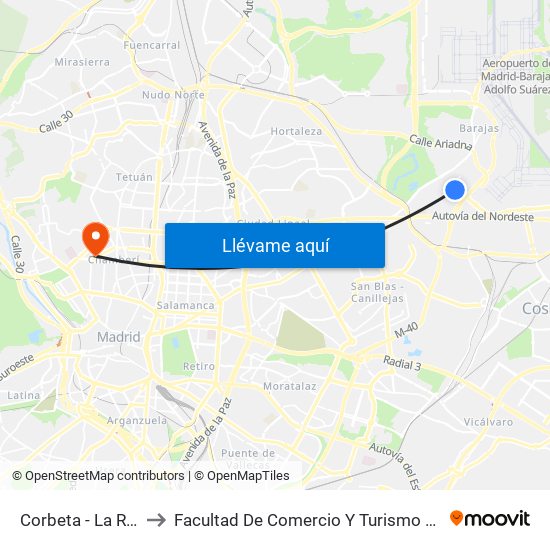 Corbeta - La Rioja to Facultad De Comercio Y Turismo (Ucm) map