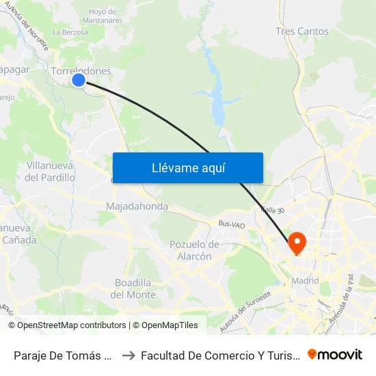 Paraje De Tomás Romera to Facultad De Comercio Y Turismo (Ucm) map