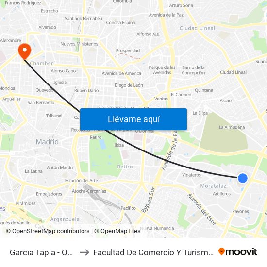 García Tapia - Oberón to Facultad De Comercio Y Turismo (Ucm) map