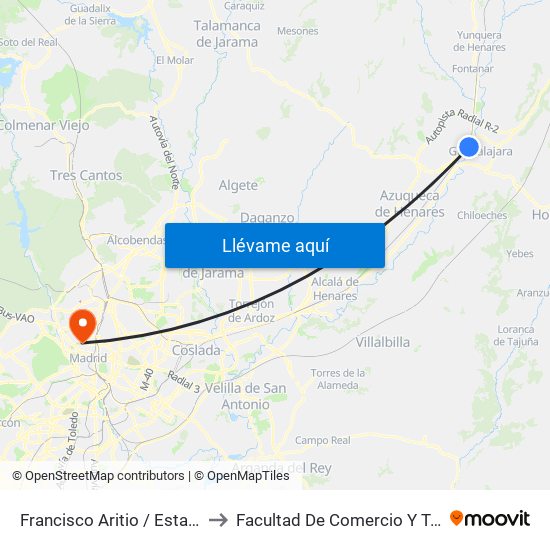 Francisco Aritio / Estación De Tren to Facultad De Comercio Y Turismo (Ucm) map