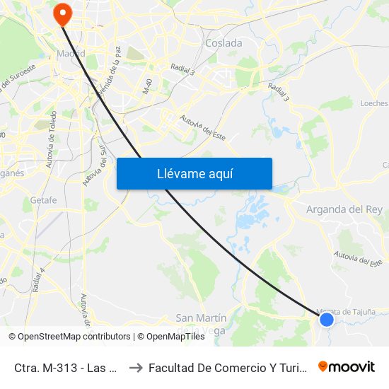 Ctra. M-313 - Las Cabrizas to Facultad De Comercio Y Turismo (Ucm) map
