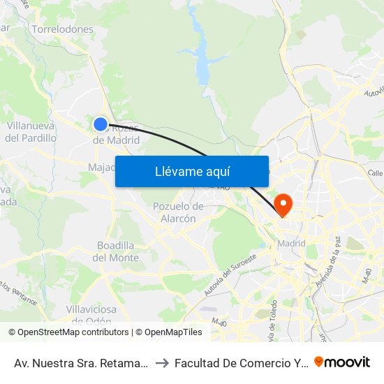 Av. Nuestra Sra. Retamar - Recinto Ferial to Facultad De Comercio Y Turismo (Ucm) map