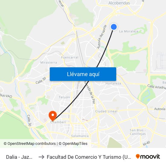 Dalia - Jazmín to Facultad De Comercio Y Turismo (Ucm) map