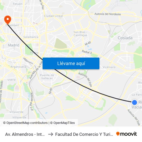 Av. Almendros - Integración to Facultad De Comercio Y Turismo (Ucm) map