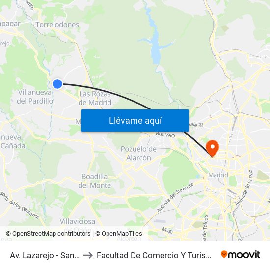 Av. Lazarejo - Santolina to Facultad De Comercio Y Turismo (Ucm) map