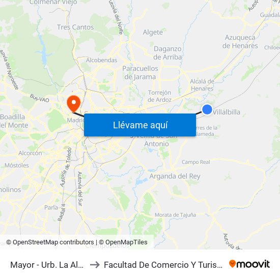 Mayor - Urb. La Alcazaba to Facultad De Comercio Y Turismo (Ucm) map
