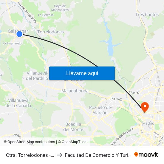 Ctra. Torrelodones - Cañuelo to Facultad De Comercio Y Turismo (Ucm) map