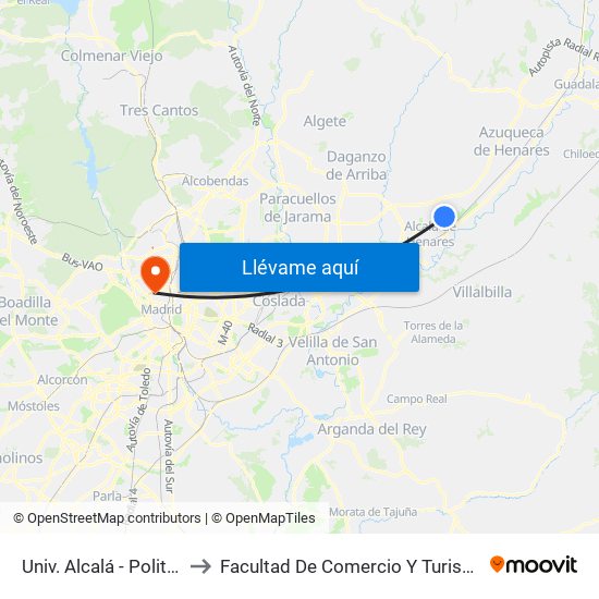 Univ. Alcalá - Politécnico to Facultad De Comercio Y Turismo (Ucm) map