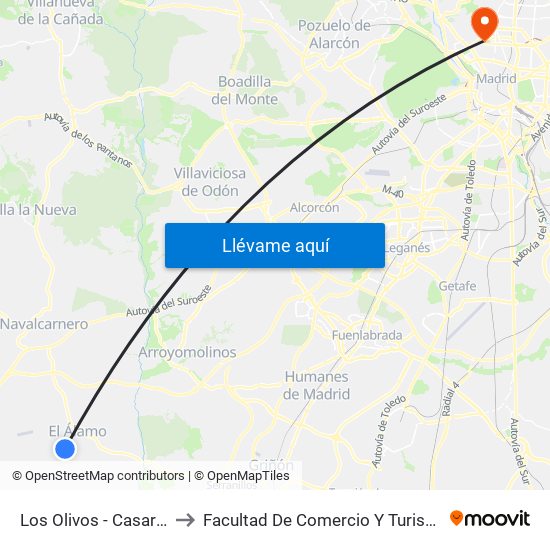 Los Olivos - Casarrubios to Facultad De Comercio Y Turismo (Ucm) map