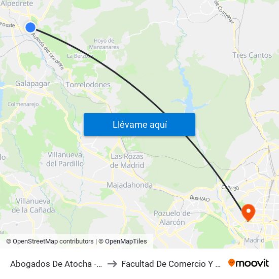 Abogados De Atocha - Las Dehesas to Facultad De Comercio Y Turismo (Ucm) map