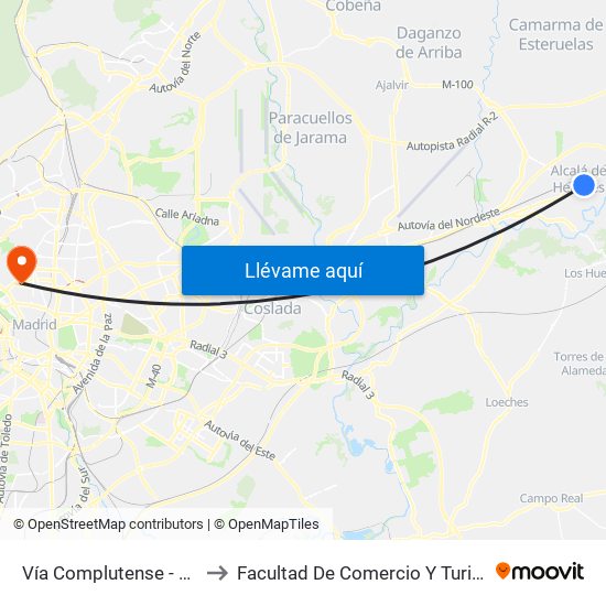 Vía Complutense - Brihuega to Facultad De Comercio Y Turismo (Ucm) map