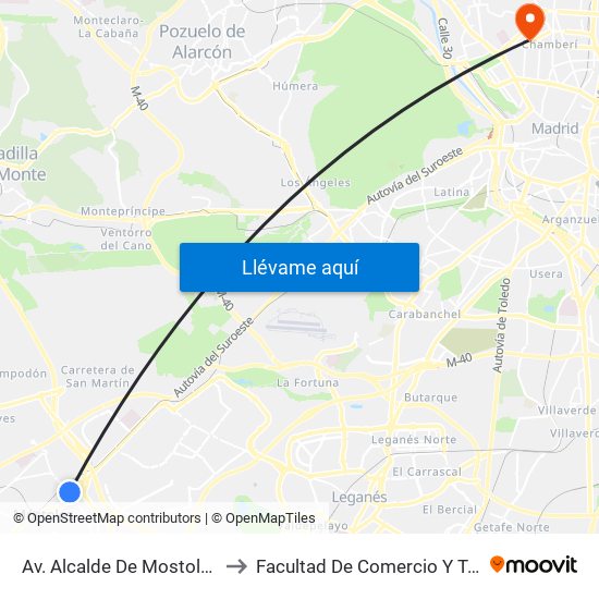 Av. Alcalde De Mostoles - Bécquer to Facultad De Comercio Y Turismo (Ucm) map