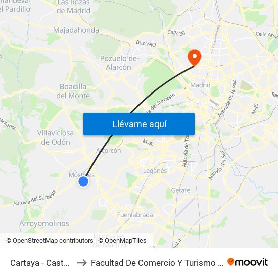 Cartaya - Castellón to Facultad De Comercio Y Turismo (Ucm) map