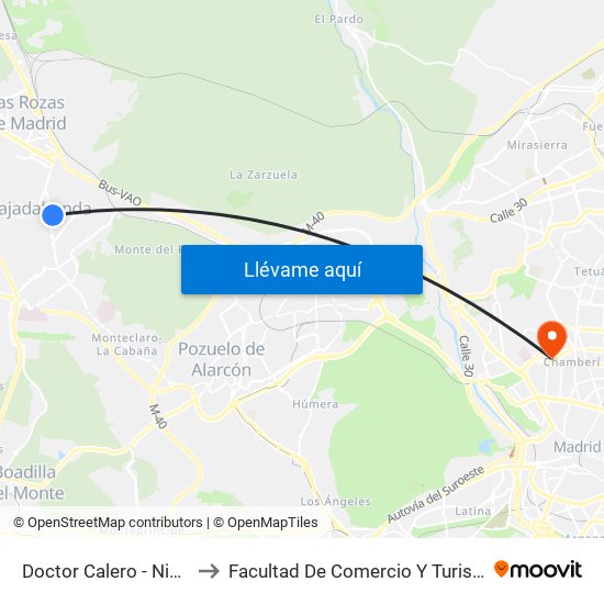 Doctor Calero - Nicaragua to Facultad De Comercio Y Turismo (Ucm) map