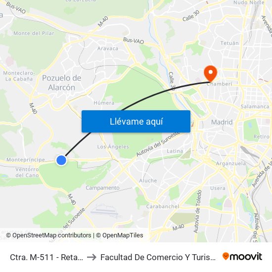 Ctra. M-511 - Retamares to Facultad De Comercio Y Turismo (Ucm) map