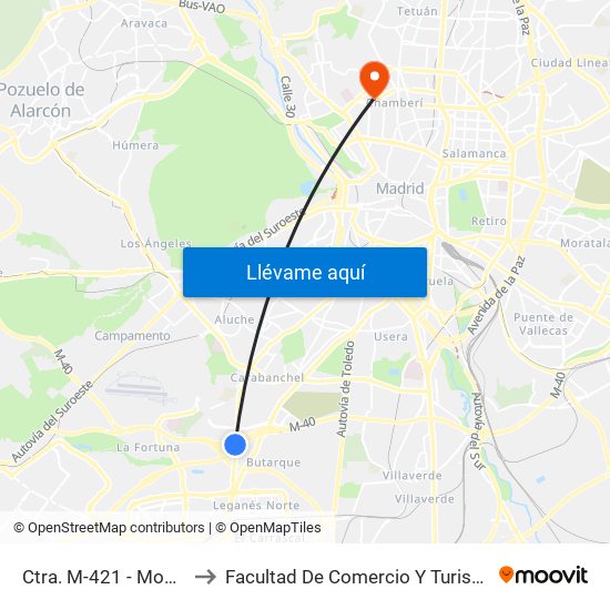 Ctra. M-421 - Montejano to Facultad De Comercio Y Turismo (Ucm) map