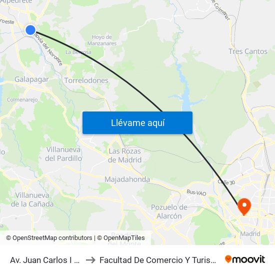 Av. Juan Carlos I - Zoco to Facultad De Comercio Y Turismo (Ucm) map