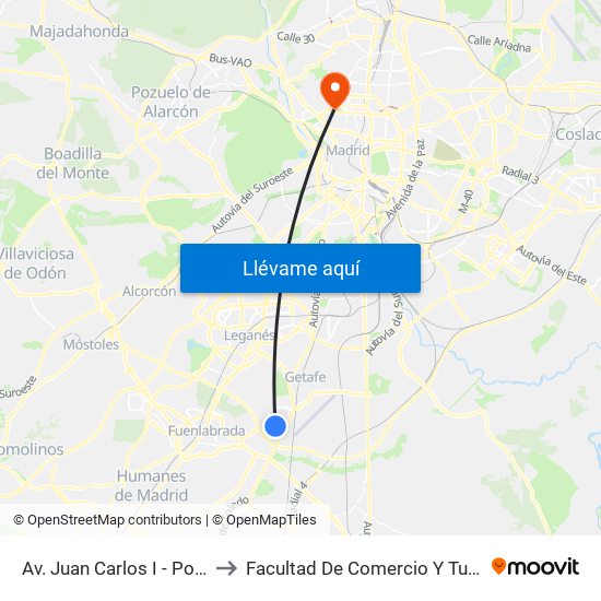 Av. Juan Carlos I - Policía Local to Facultad De Comercio Y Turismo (Ucm) map
