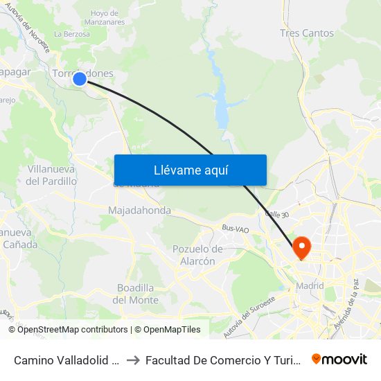 Camino Valladolid - Iglesia to Facultad De Comercio Y Turismo (Ucm) map