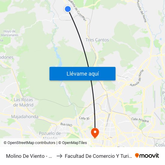 Molino De Viento - Auditorio to Facultad De Comercio Y Turismo (Ucm) map