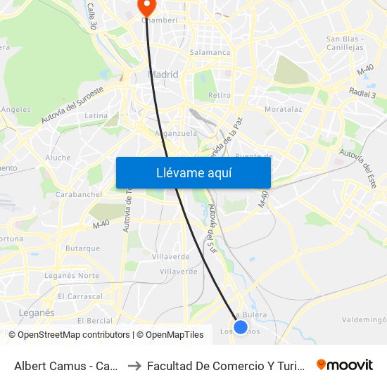 Albert Camus - Cabañeros to Facultad De Comercio Y Turismo (Ucm) map