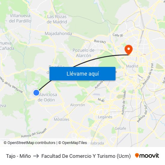 Tajo - Miño to Facultad De Comercio Y Turismo (Ucm) map