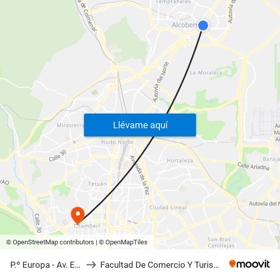 P.º Europa - Av. España to Facultad De Comercio Y Turismo (Ucm) map
