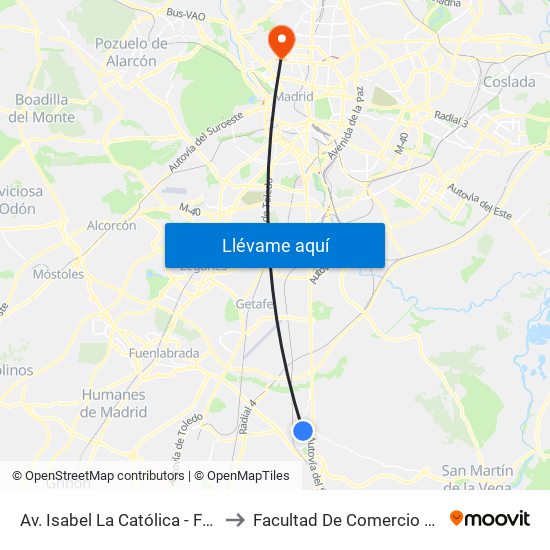 Av. Isabel La Católica - Fernando Católico to Facultad De Comercio Y Turismo (Ucm) map