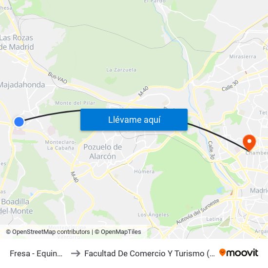 Fresa - Equinocio to Facultad De Comercio Y Turismo (Ucm) map