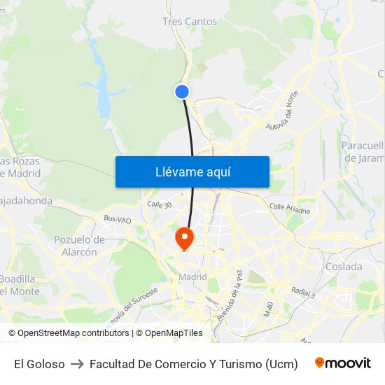 El Goloso to Facultad De Comercio Y Turismo (Ucm) map