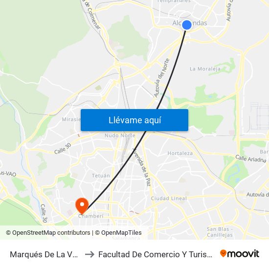 Marqués De La Valdavia to Facultad De Comercio Y Turismo (Ucm) map