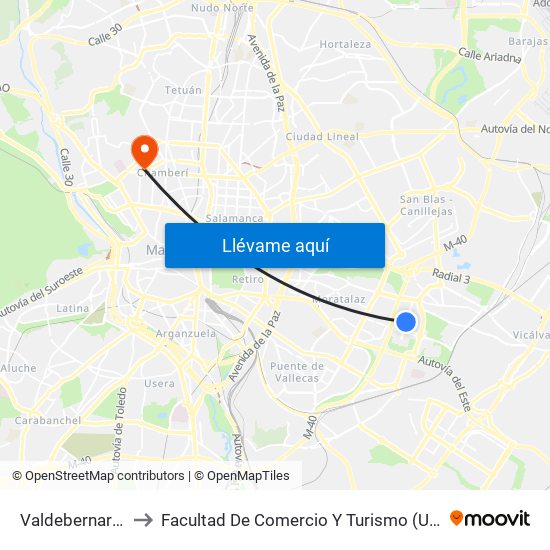 Valdebernardo to Facultad De Comercio Y Turismo (Ucm) map