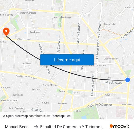 Manuel Becerra to Facultad De Comercio Y Turismo (Ucm) map