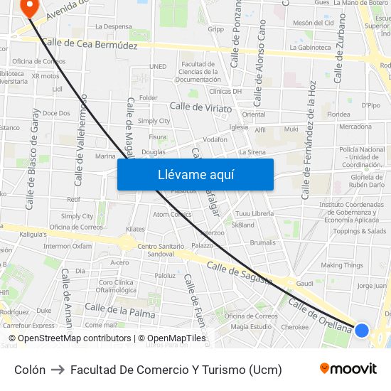 Colón to Facultad De Comercio Y Turismo (Ucm) map