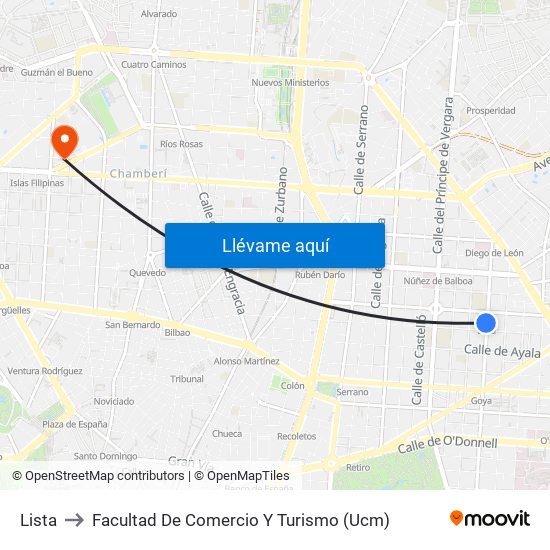 Lista to Facultad De Comercio Y Turismo (Ucm) map