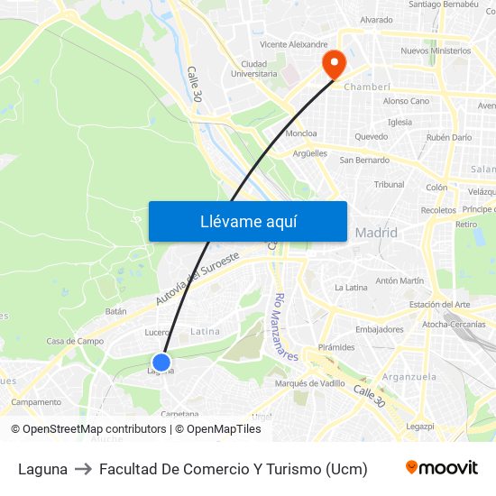 Laguna to Facultad De Comercio Y Turismo (Ucm) map