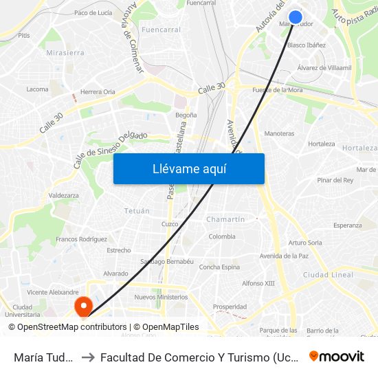 María Tudor to Facultad De Comercio Y Turismo (Ucm) map