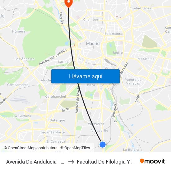 Avenida De Andalucía - Marconi to Facultad De Filología Y Filosofía map