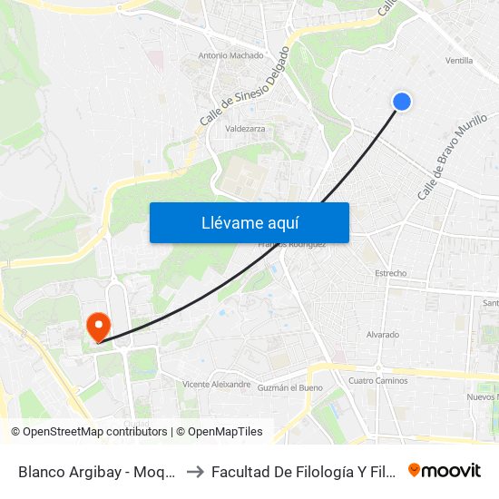 Blanco Argibay - Moquetas to Facultad De Filología Y Filosofía map