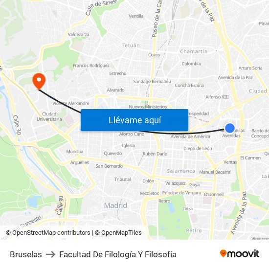 Bruselas to Facultad De Filología Y Filosofía map