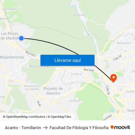 Acanto - Tomillarón to Facultad De Filología Y Filosofía map