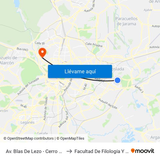 Av. Blas De Lezo - Cerro Del Monte to Facultad De Filología Y Filosofía map
