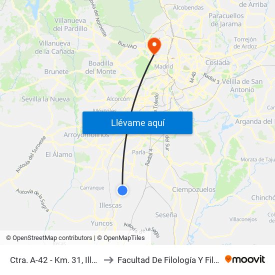 Ctra. A-42 - Km. 31, Illescas to Facultad De Filología Y Filosofía map