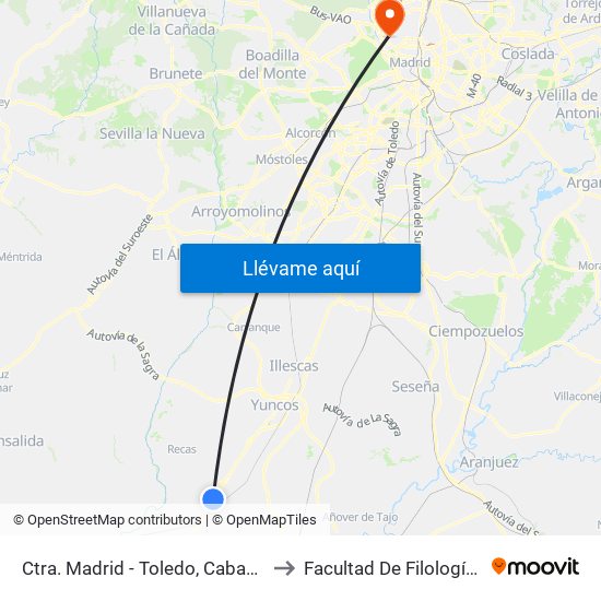 Ctra. Madrid - Toledo, Cabañas De La Sagra to Facultad De Filología Y Filosofía map