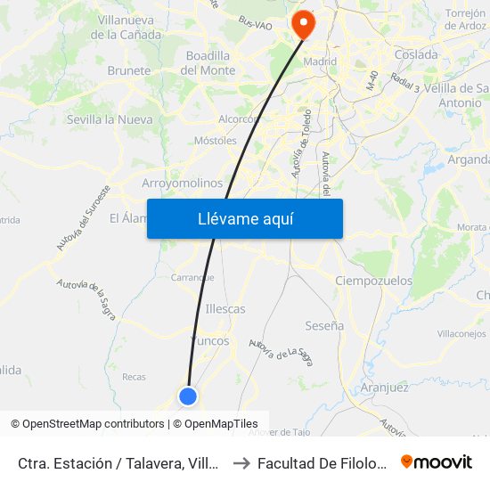 Ctra. Estación / Talavera, Villaluenga De La Sagra to Facultad De Filología Y Filosofía map
