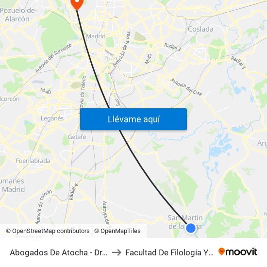 Abogados De Atocha - Dr. Marañón to Facultad De Filología Y Filosofía map