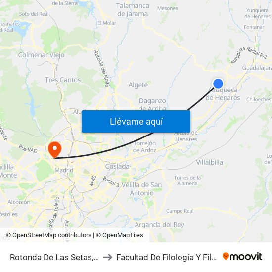 Rotonda De Las Setas, Quer to Facultad De Filología Y Filosofía map