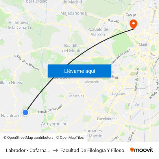 Labrador - Cafarnaún to Facultad De Filología Y Filosofía map